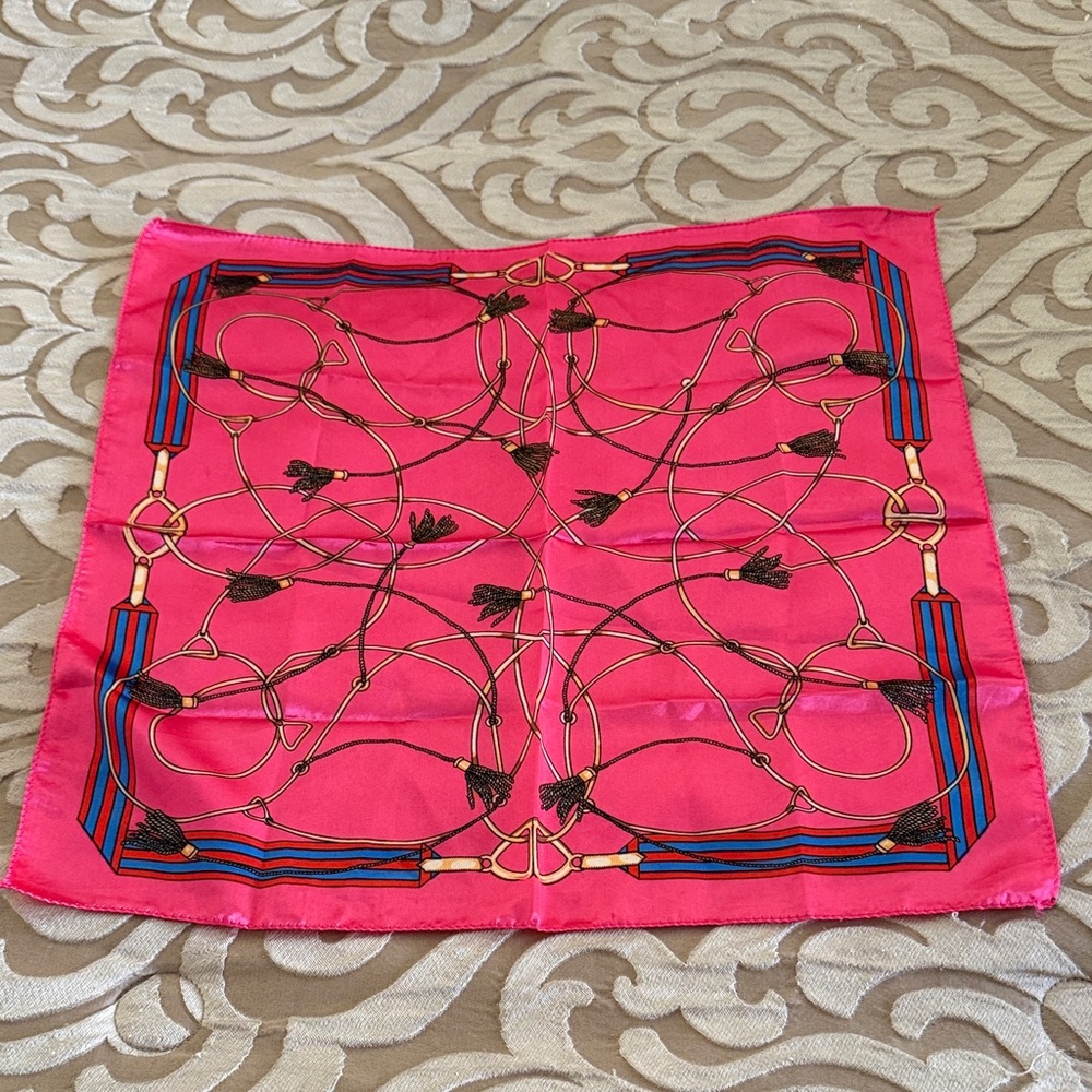 Vibrant Pink and Blue Patterned Scarf